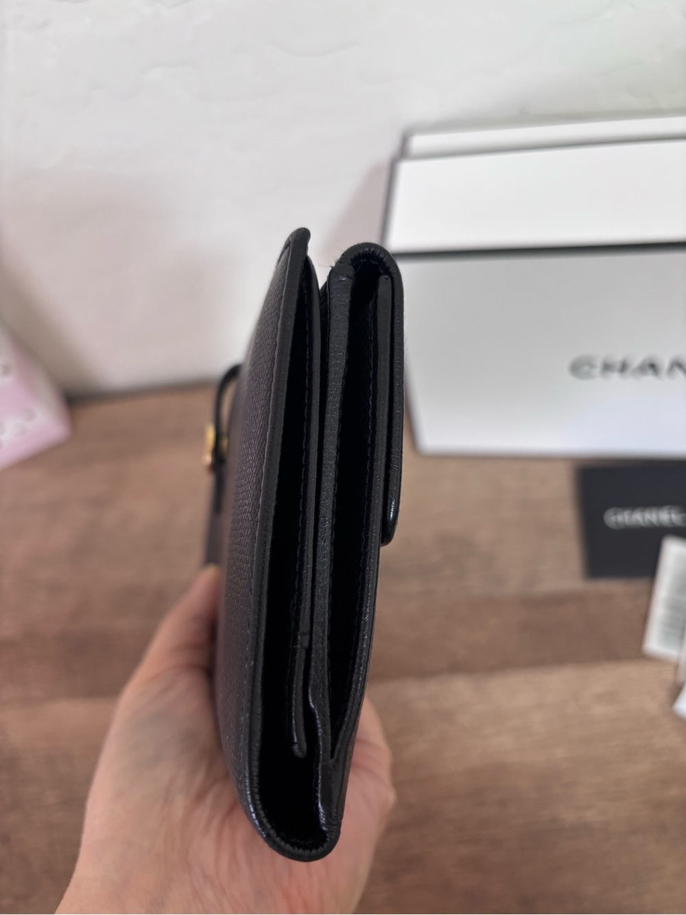 CHANEL Black Continental Wallet with Gold CC Snap - Picture 12 of 15